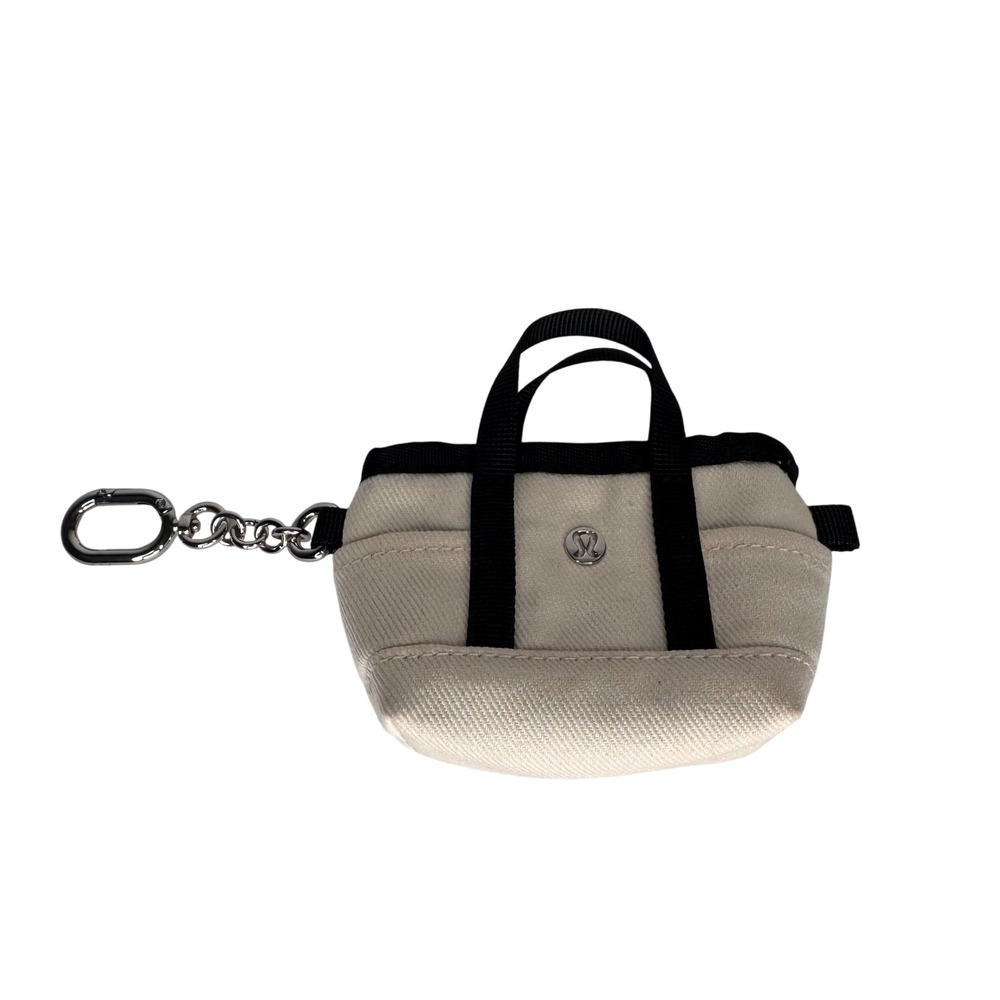Lululemon Daily Multi-Pocket Nano Tote Keychain Canvas Cream and Black